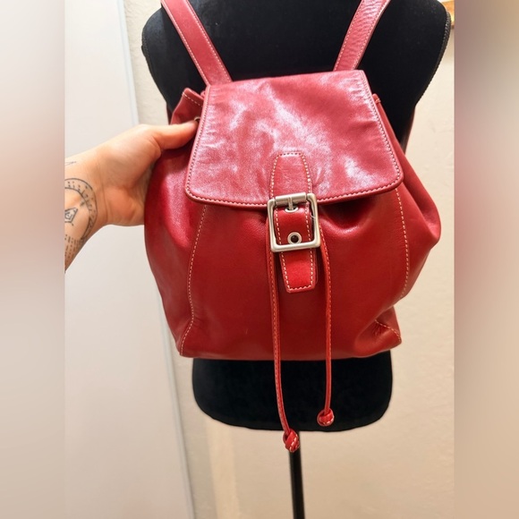 Vintage Coach Legacy Drawstring Leather Backpack dark red leather Style #9569 main image 8